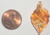 1 30x16mm Two Tone Yellow/Orange Lampwork Leaf Pendant